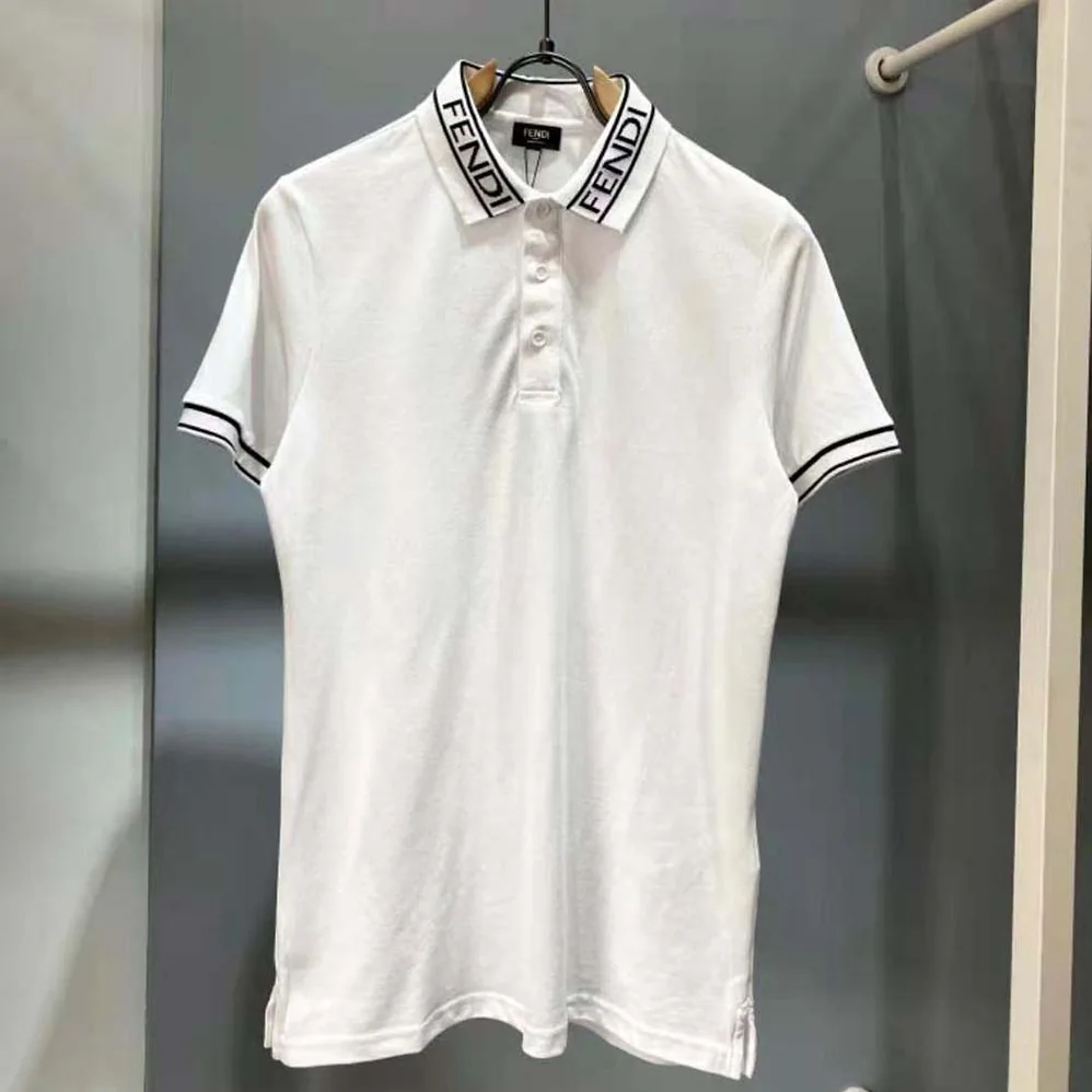Fendi Polo Shirt White Pique Sweater for Men