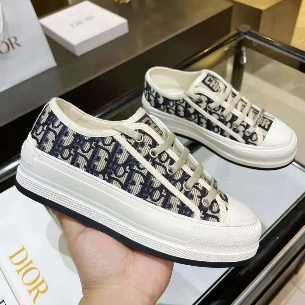 Dior Walk'N'Dior Platform Sneaker Deep Blue Dior Oblique Embroidered Cotton for Women