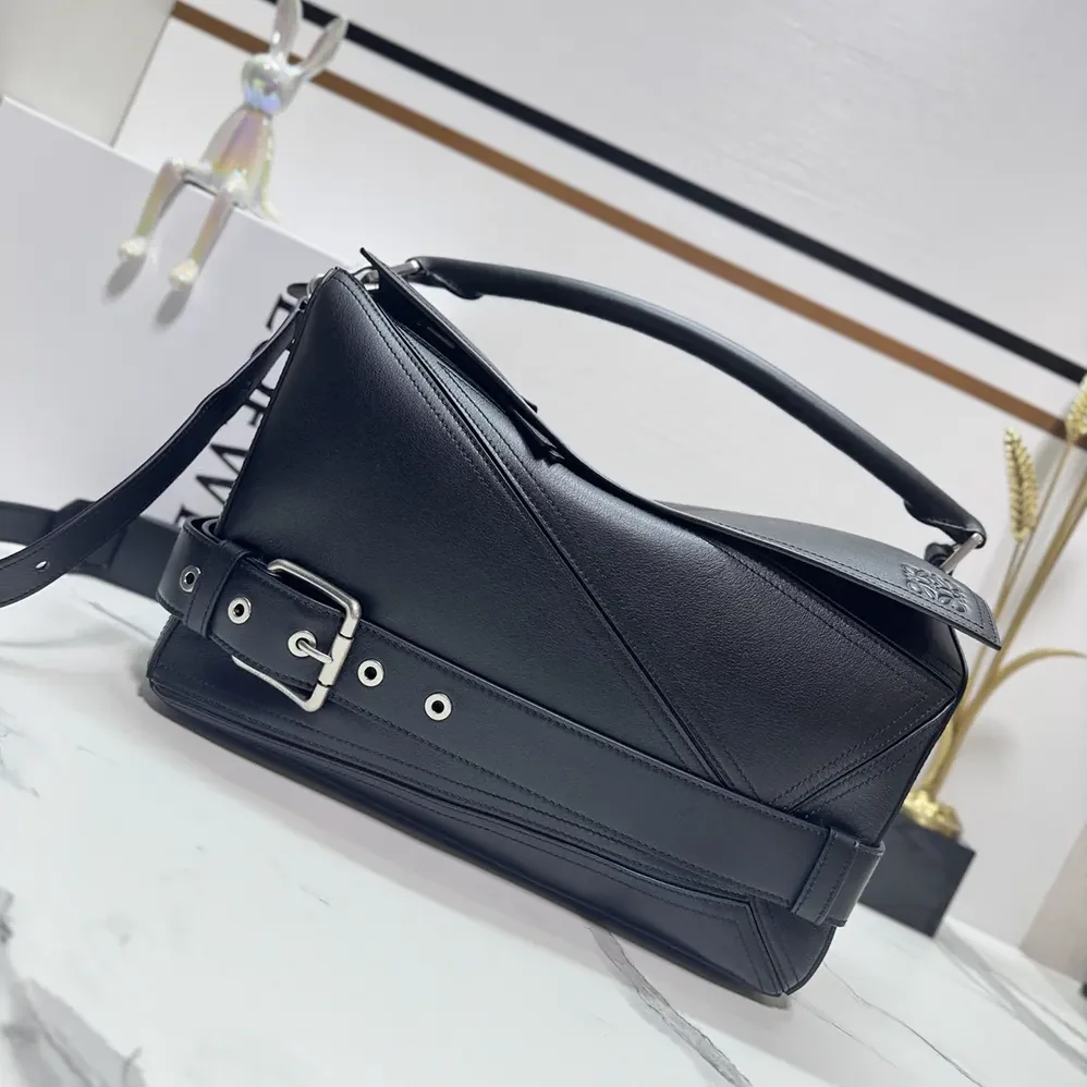 Loewe Small Puzzle Biker Bag for Unisex in Black
