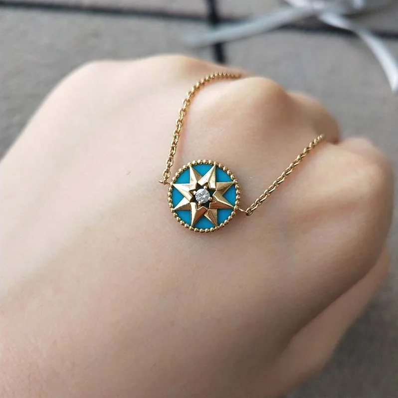 Dior Rose Des Vents Bracelet 18K Yellow Gold Diamond Turquoise for Women