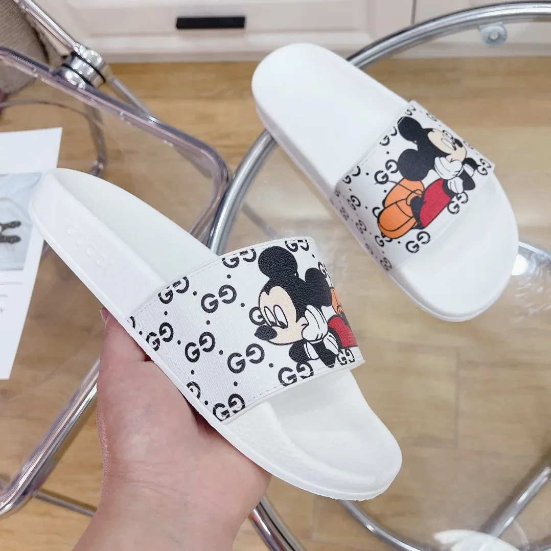 Gucci GG Slide Sandal With Mickey Mouse White for Women Gucci GG Slide Sandal With Mickey Mouse White for Women
