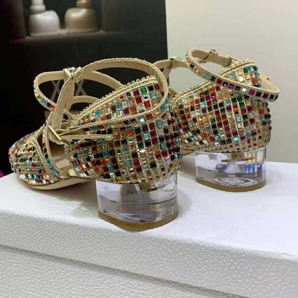 Dior Arty Ballerina Flat Gold-Tone Cotton Embroidered with Metallic Thread and Multicolor Square Strass for Women Dior Arty Ballerina Flat Gold-Tone Cotton Embroidered with Metallic Thread and Multicolor Square Strass for Women