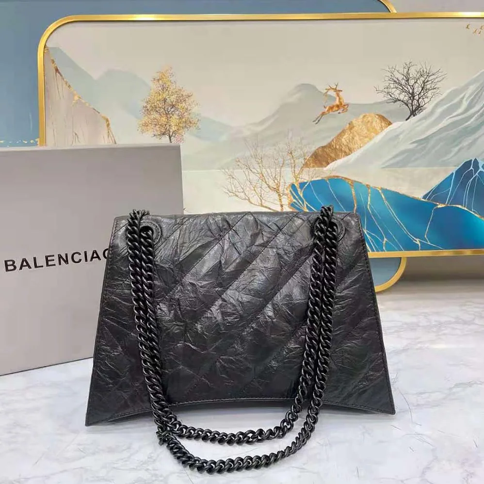 Balenciaga Crush Medium Chain Bag Quilted in Black for Women Balenciaga Crush Medium Chain Bag Quilted in Black for Women
