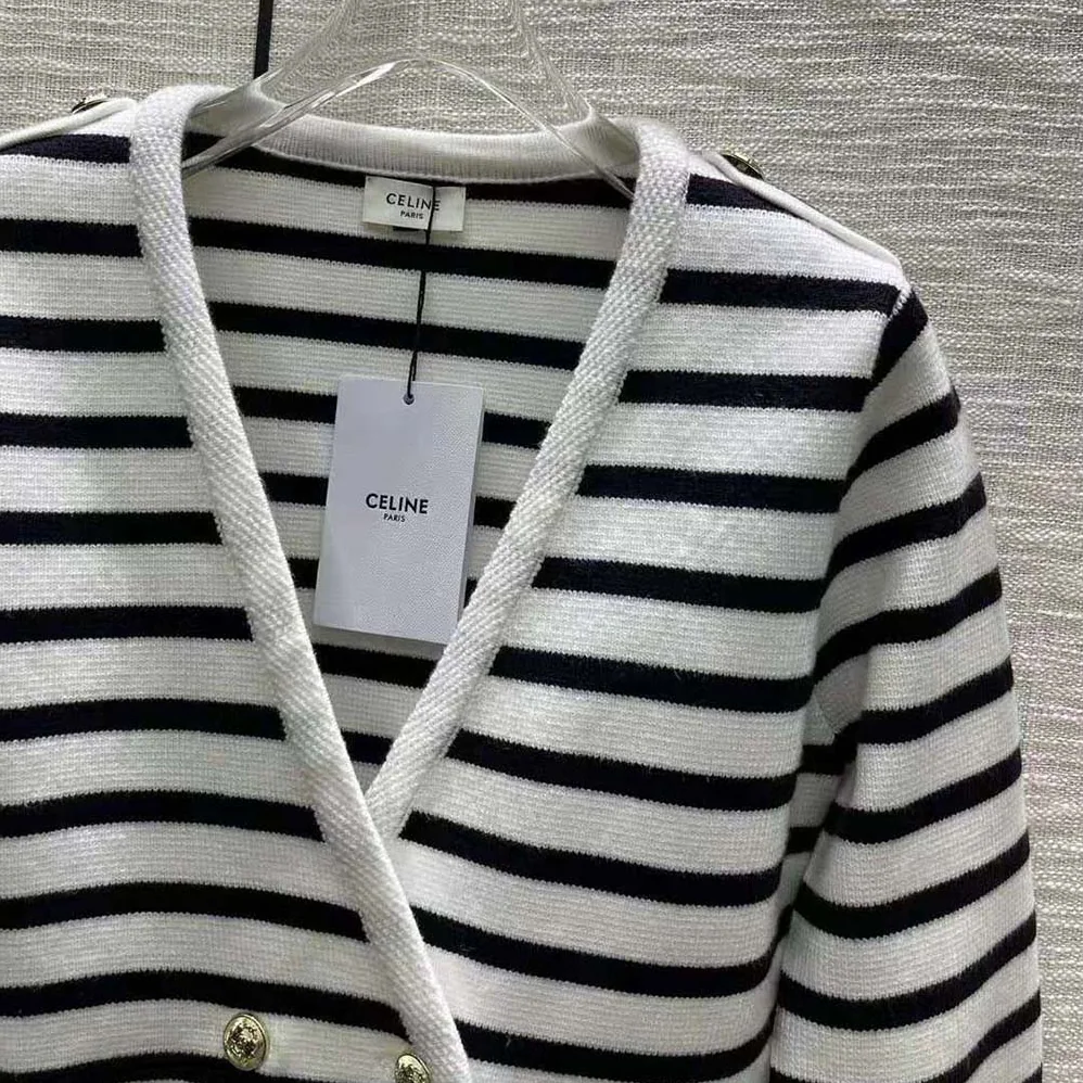 Celine Cropped Cardigan in Marinière Wool for Women Celine Cropped Cardigan in Marinière Wool for Women