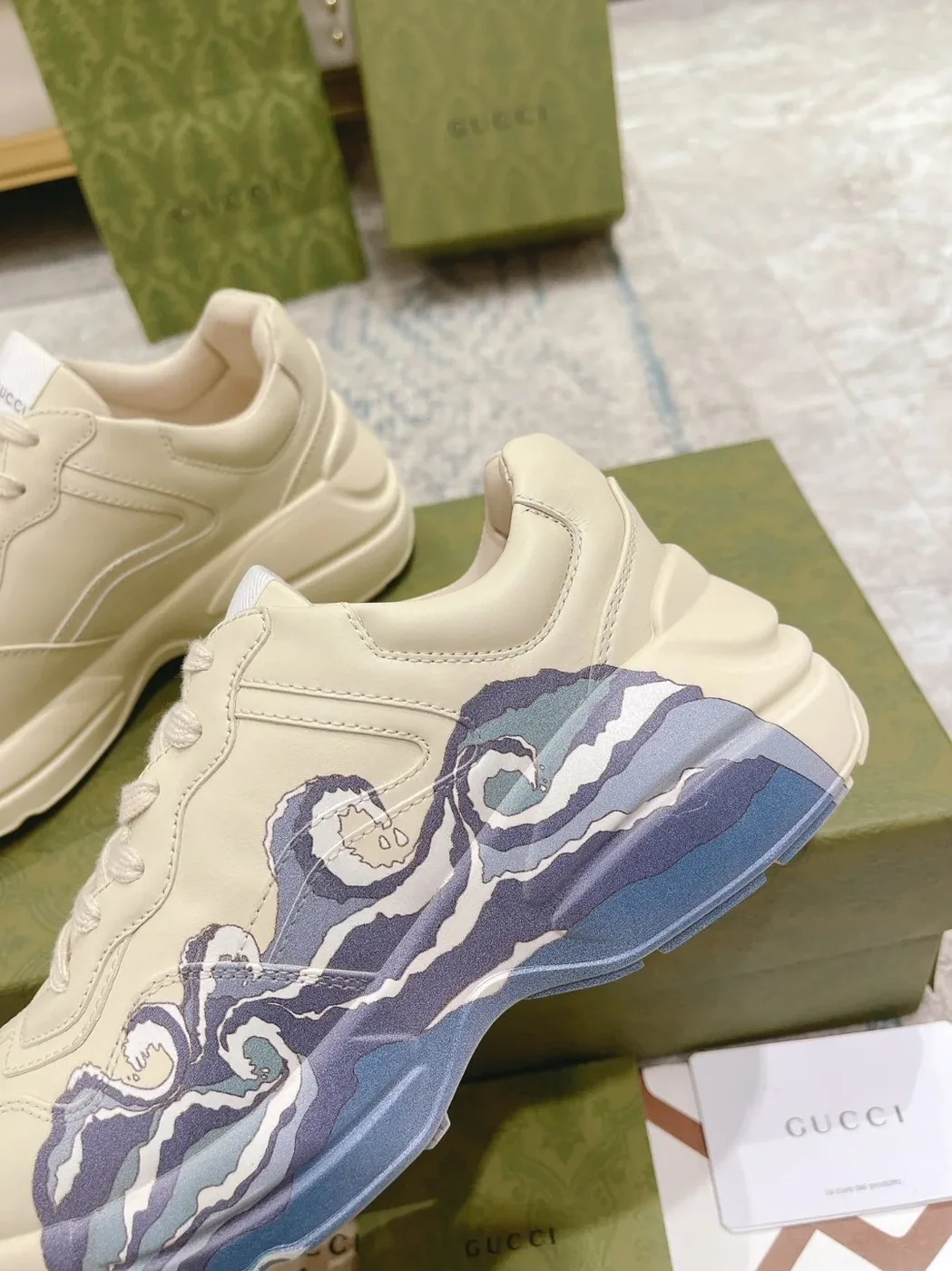 Gucci Rhyton Sneaker With Wave White Gucci Rhyton Sneaker With Wave White