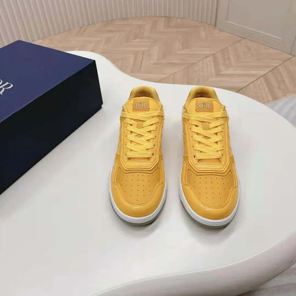 Dior B27 Low-top Sneaker Yellow Patent Calfskin and Dior Oblique Gravity Leather for Men Dior B27 Low-top Sneaker Yellow Patent Calfskin and Dior Oblique Gravity Leather for Men