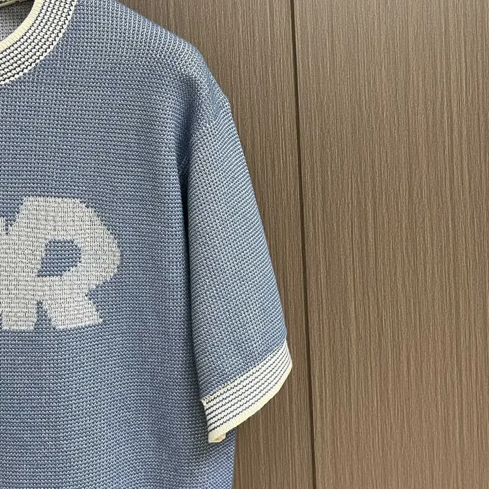Dior Italic T-Shirt Blue Cotton for Men in Blend Tramato Knit Dior Italic T-Shirt Blue Cotton for Men in Blend Tramato Knit