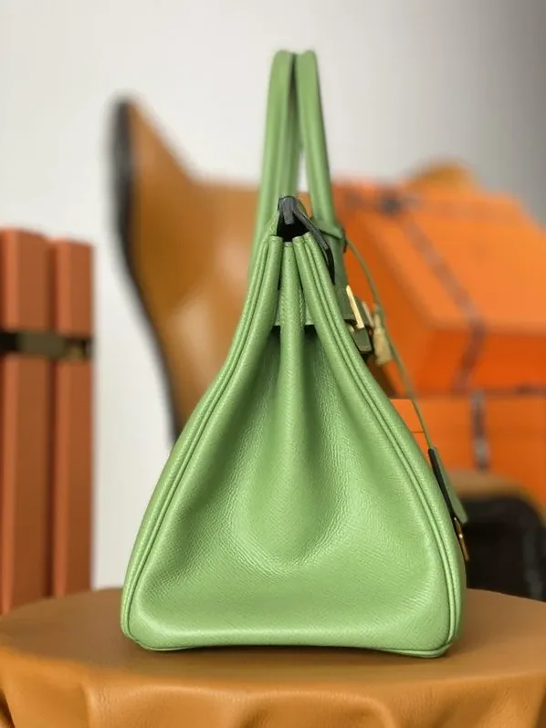 Hermes Birkin Top Handle Bag / Nata Swift Green Gold Hardware