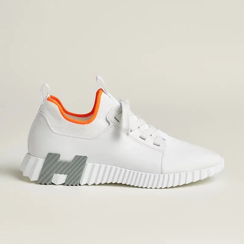 Hermes Depart Slip in On Sneakers White/ Orange