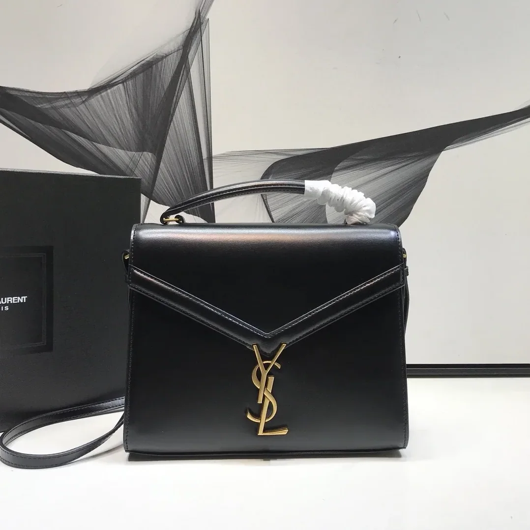 Saint Laurent Cassandra Medium Top Handle Bag In Grain Black in YSL