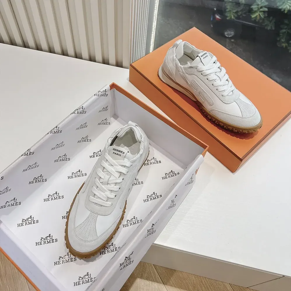 Hermes Jet Sneaker in Technical Canvas and Suede Goatskin for Unisex in White Hermes Jet Sneaker in Technical Canvas and Suede Goatskin for Unisex in White