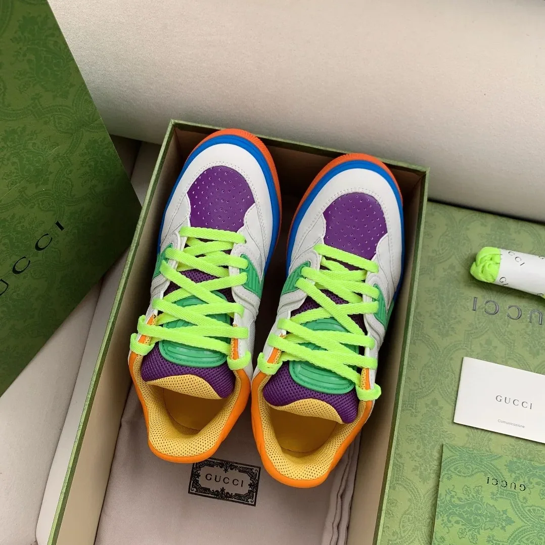 Gucci Basket Sneaker White Green And Purple for Men
