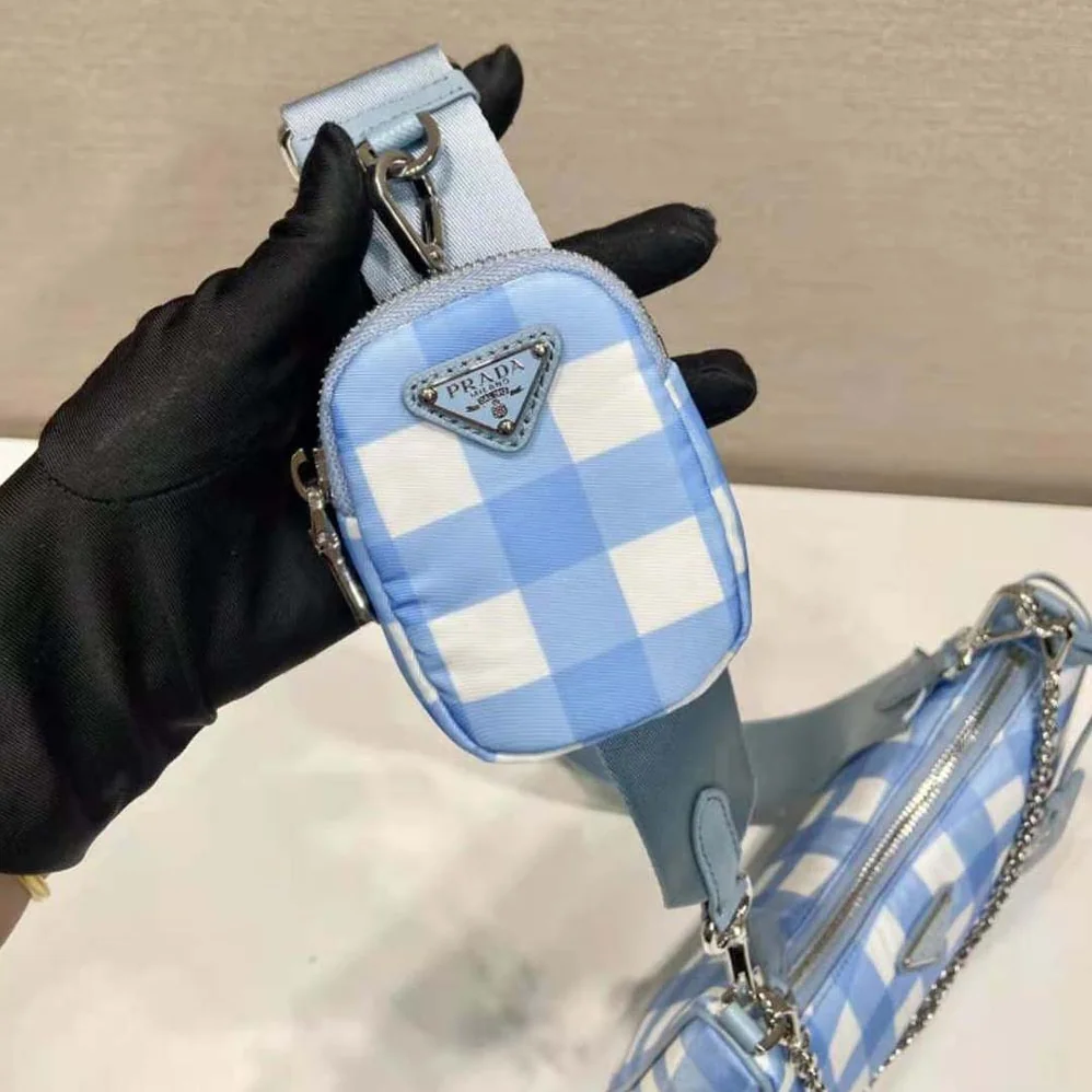 Prada Re-Edition 2005 Printed Re-Nylon Bag for Women in Blue