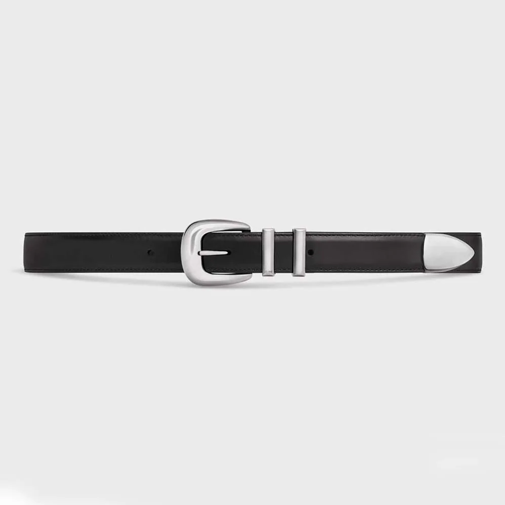 Celine Medium Western Belt in Smooth Calfskin for Women in Silver