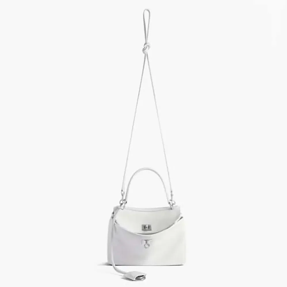 Balenciaga Rodeo Small Handbag in White Smooth Calfskin for Women in Silver
