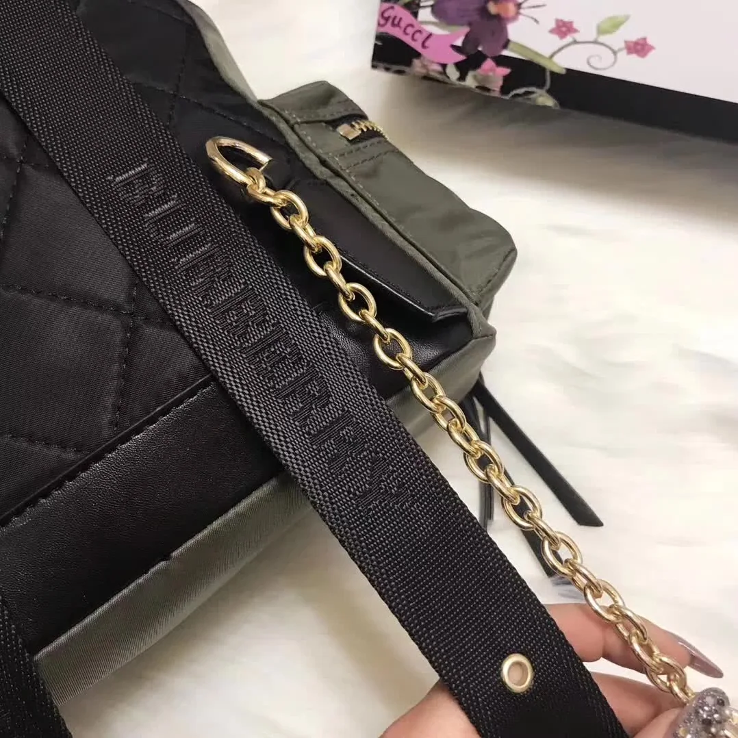 Burberry Medium Rucksack in Technical Nylon and Leather in Dark Green Burberry Medium Rucksack in Technical Nylon and Leather in Dark Green