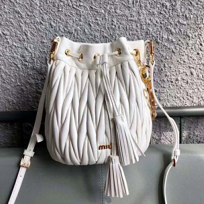 Miu Miu Matelasse Leather Bag for Women in White Miu Miu Matelasse Leather Bag for Women in White