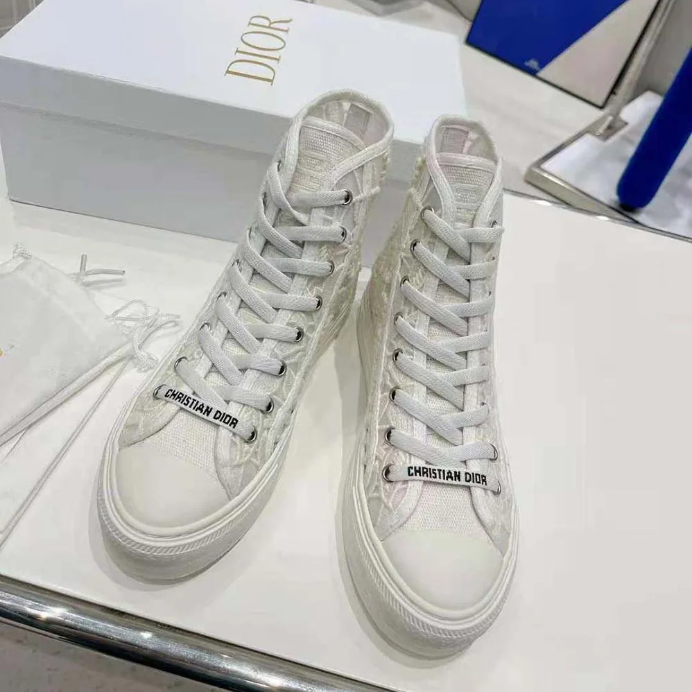 Dior Walk N Dior High-Top Sneaker White Macramé Embroidered Cotton for Women Dior Walk N Dior High-Top Sneaker White Macramé Embroidered Cotton for Women