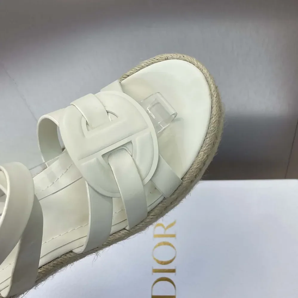 Dior D-Club Wedge Sandal White Calfskin for Women Dior D-Club Wedge Sandal White Calfskin for Women