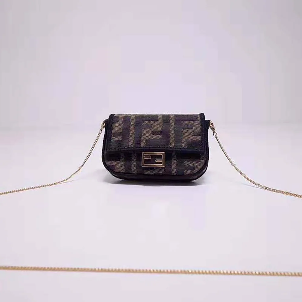 Fendi Nano Baguette Charm Brown Fabric Charm for Women Fendi Nano Baguette Charm Brown Fabric Charm for Women