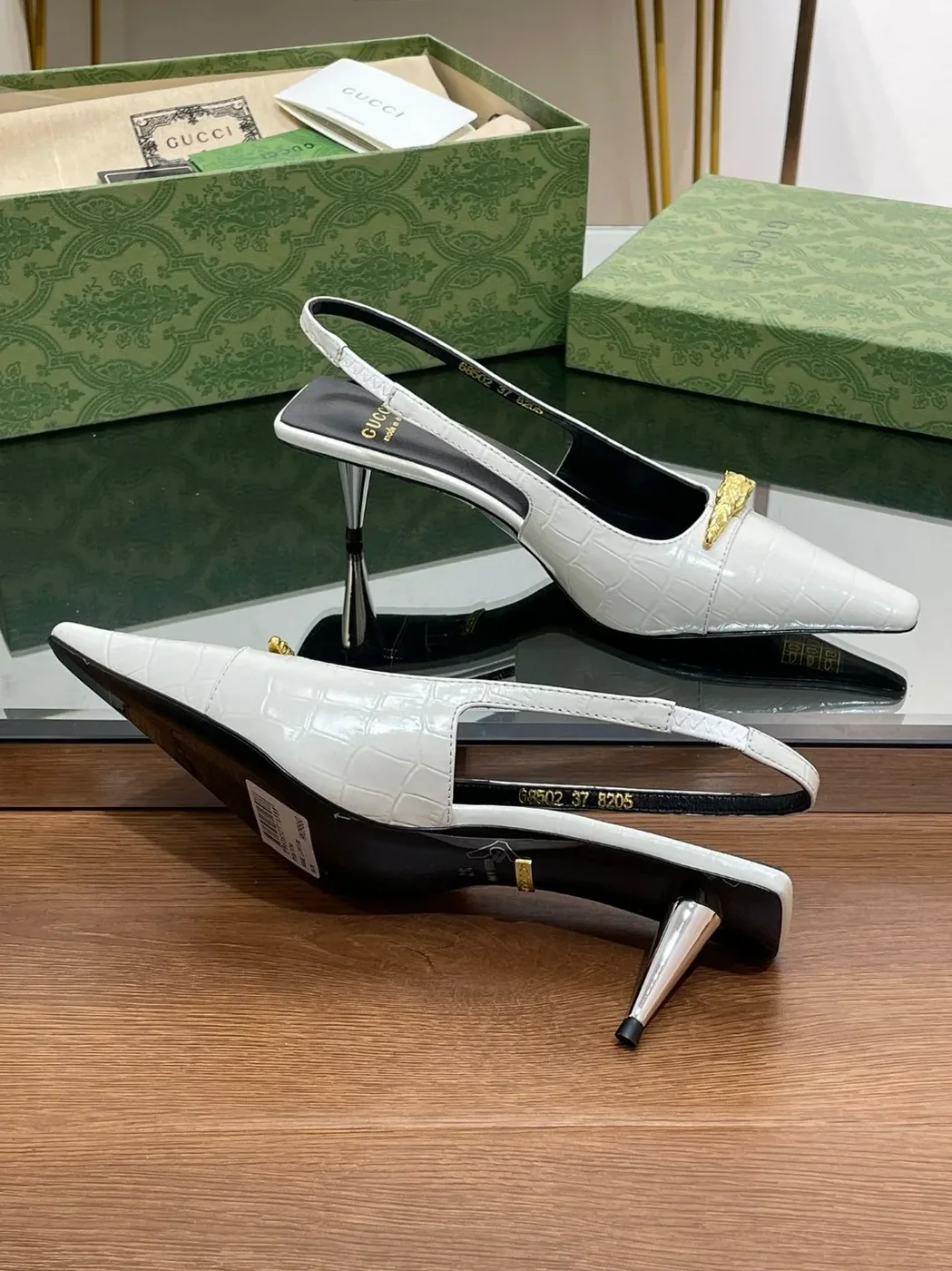 Gucci Gg Slingback Mid in Heel Pump White Gucci Gg Slingback Mid in Heel Pump White