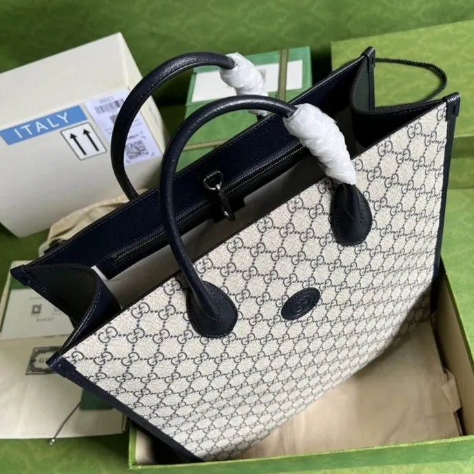 Gucci Tote Bag With Interlocking G Beige And Blue / Gucci Tote Bag With Interlocking G Beige And Blue /