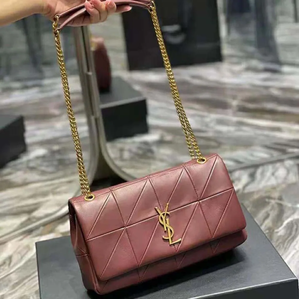 Saint Laurent YSL Jamie Medium Carre Reive Gauche in Lambskin for Women in Maroon
