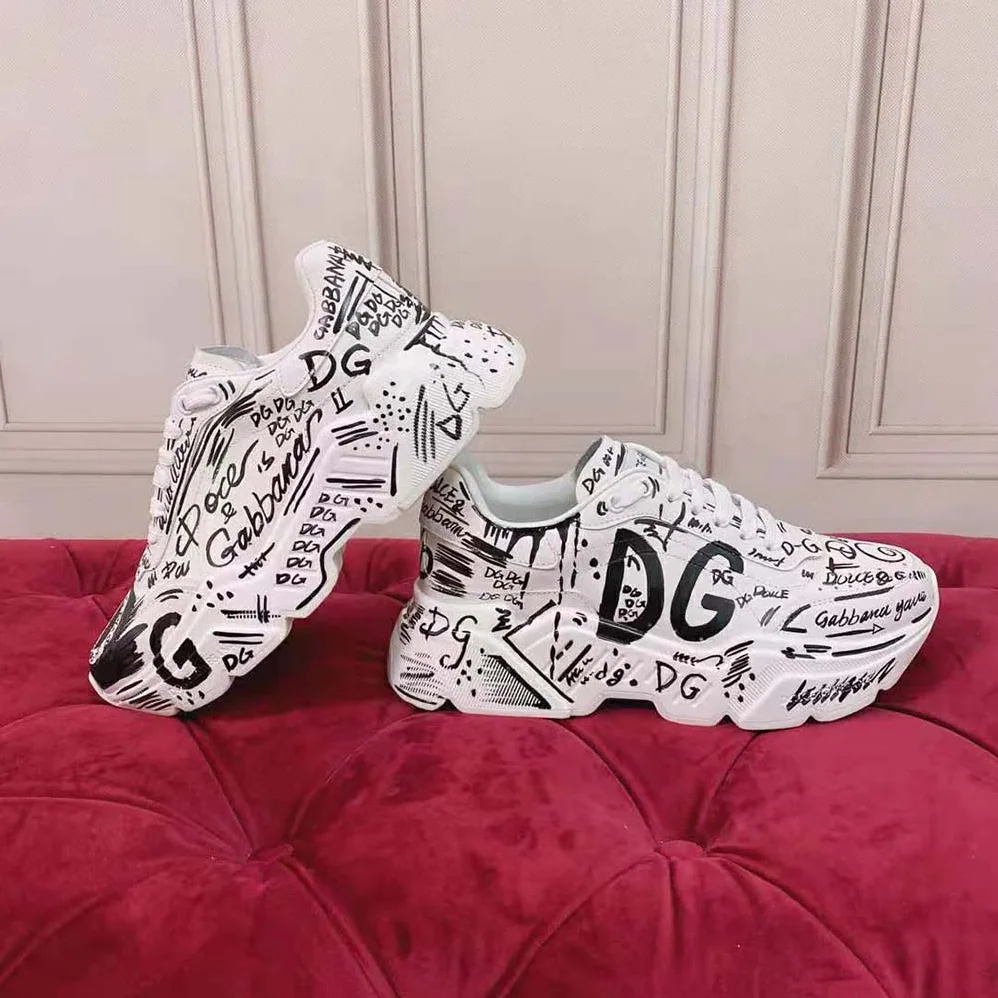 Dolce Gabbana D&G Hand-Painted Graffiti Calfskin Nappa Daymaster Sneakers for Women Dolce Gabbana D&G Hand-Painted Graffiti Calfskin Nappa Daymaster Sneakers for Women
