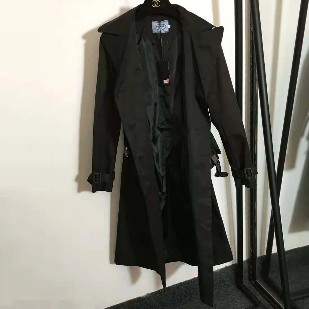 Prada Re-Nylon Gabardine Trench Coat for Women in Black Prada Re-Nylon Gabardine Trench Coat for Women in Black