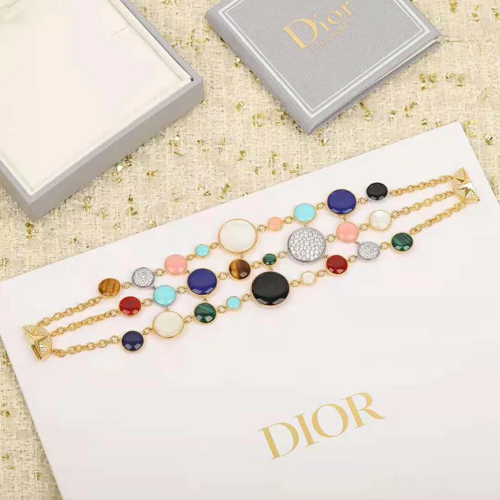 Dior Rose Des Vents Cuff Bracelet Yellow Pink and White Gold Diamonds for Women