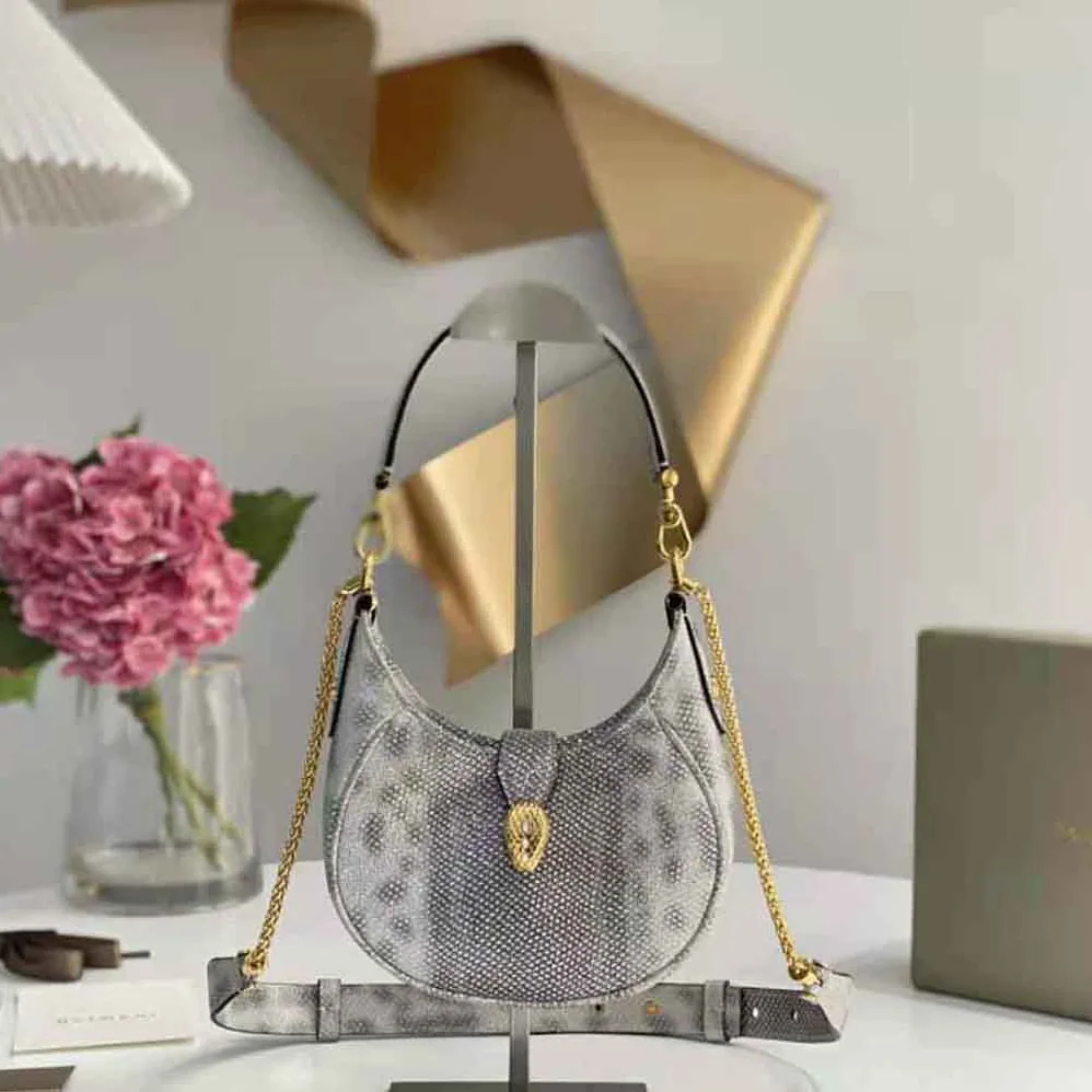Bvlgari Serpenti Ellipse Crossbody Bag for Women in Silver