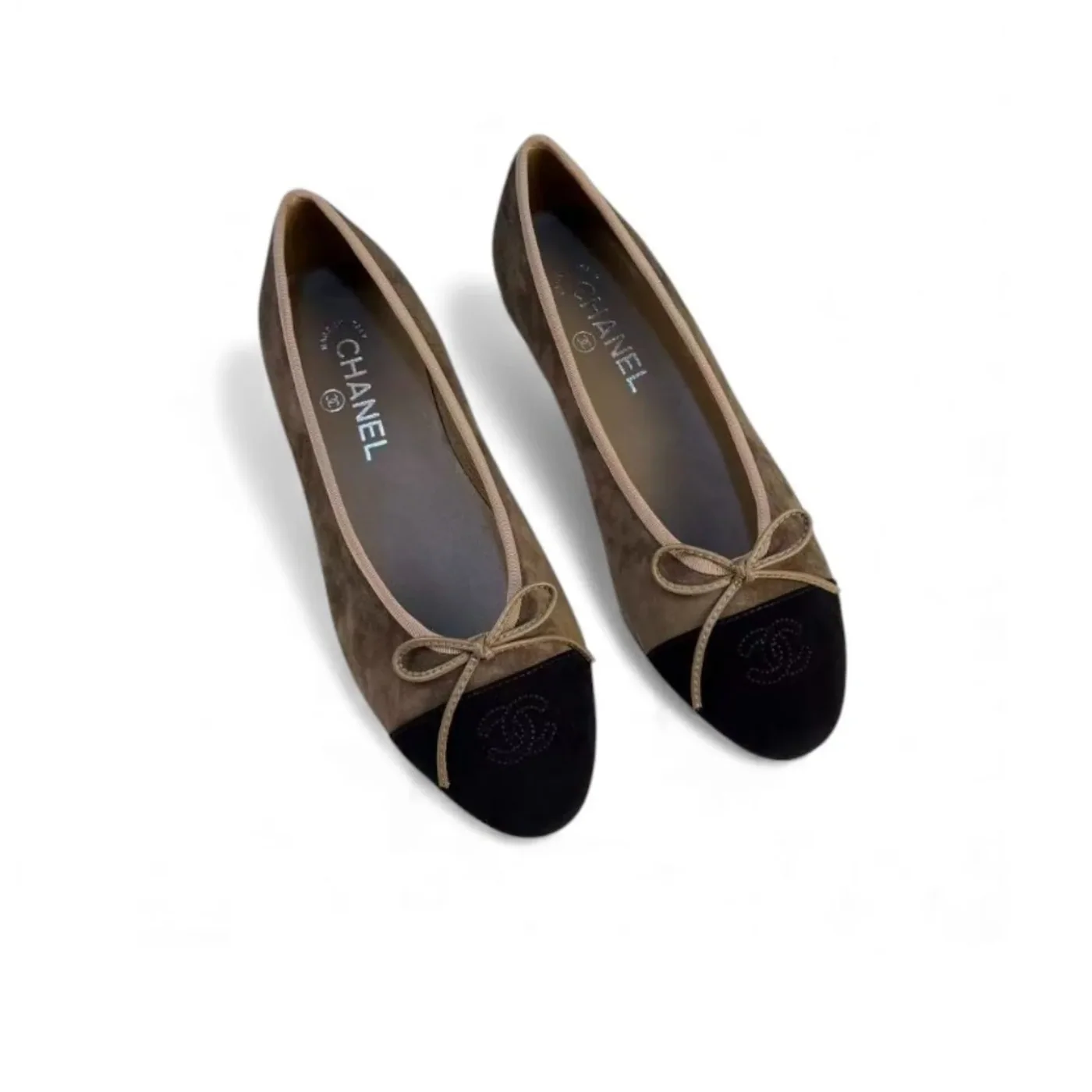 Chanel Ballet Flats Suede Dark Brown