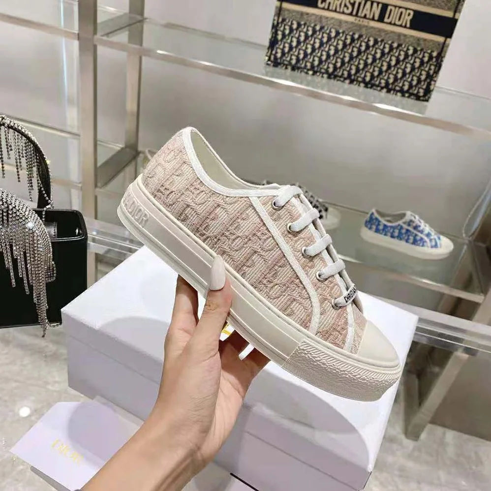 Dior Walk N Dior Sneaker Nude Dior Oblique Embroidered Cotton for Women Dior Walk N Dior Sneaker Nude Dior Oblique Embroidered Cotton for Women