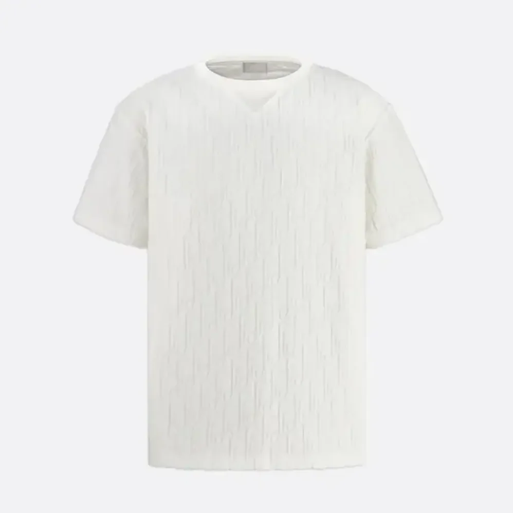Dior Oblique Relaxed-Fit T-Shirt Off for Men in White Terry Cotton Jacquard Dior Oblique Relaxed-Fit T-Shirt Off for Men in White Terry Cotton Jacquard