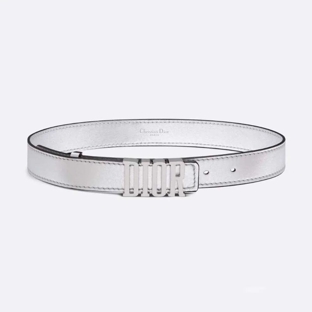 Dior D-Fence Belt Silver-Tone Laminated Crinkled Calfskin 30 MM for Women Dior D-Fence Belt Silver-Tone Laminated Crinkled Calfskin 30 MM for Women