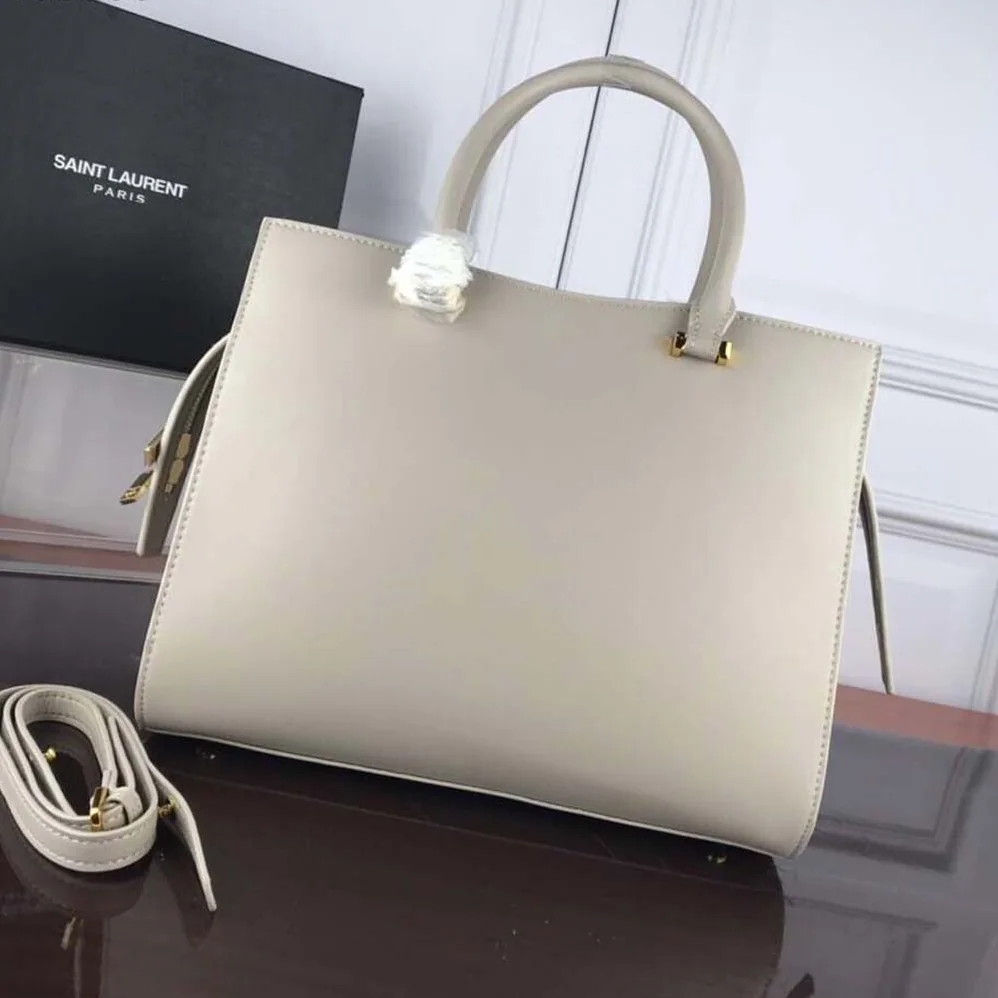 Saint Laurent YSL Uptown Medium Tote Shiny Smooth for Women in White Saint Laurent YSL Uptown Medium Tote Shiny Smooth for Women in White