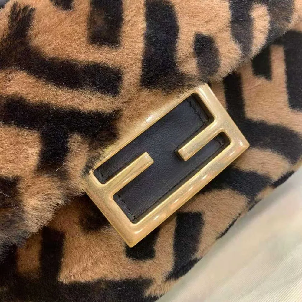 Fendi Mini Baguette Brown Sheepskin Bag for Women Fendi Mini Baguette Brown Sheepskin Bag for Women