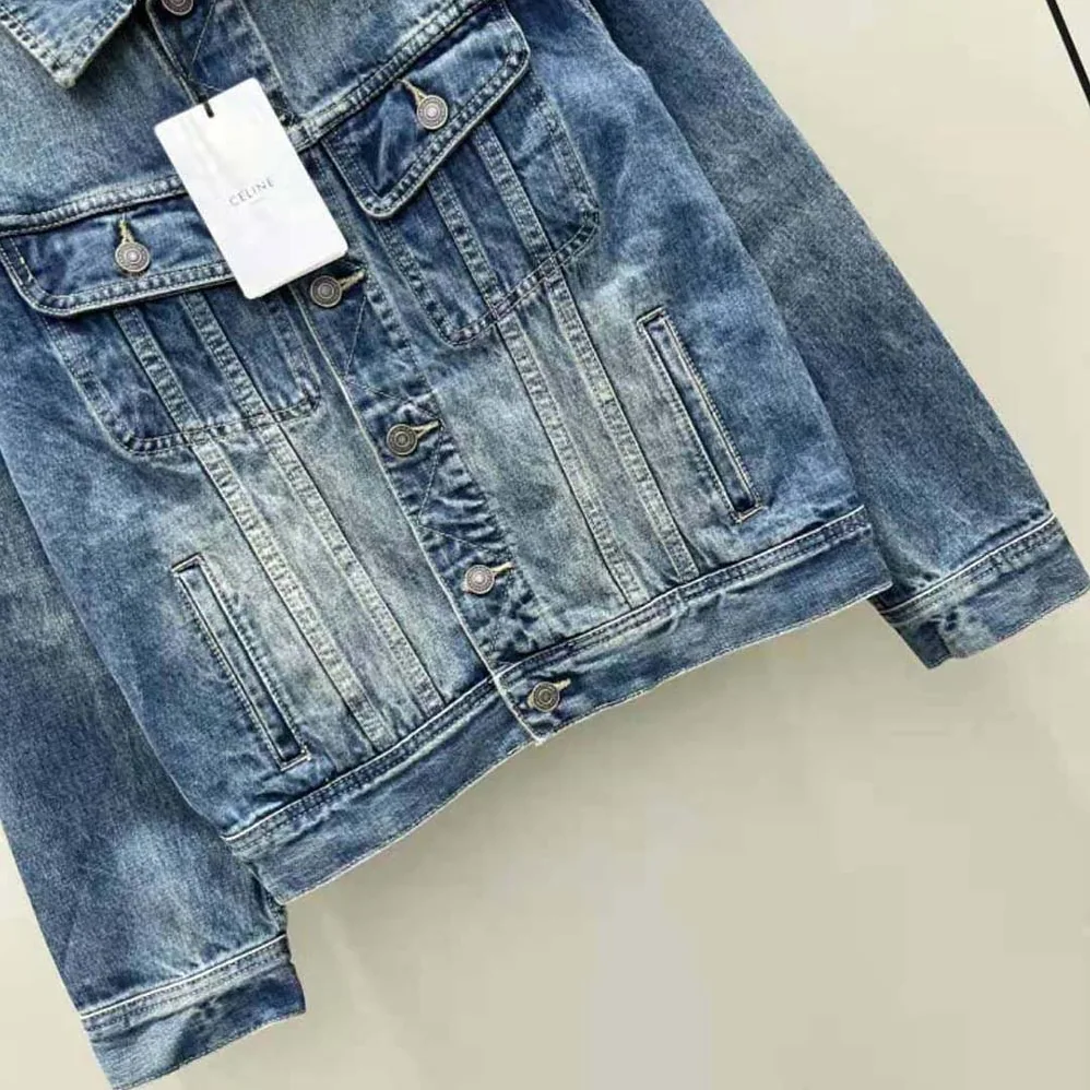 Celine Trucker Jacket in Dark Union Wash Denim for Women