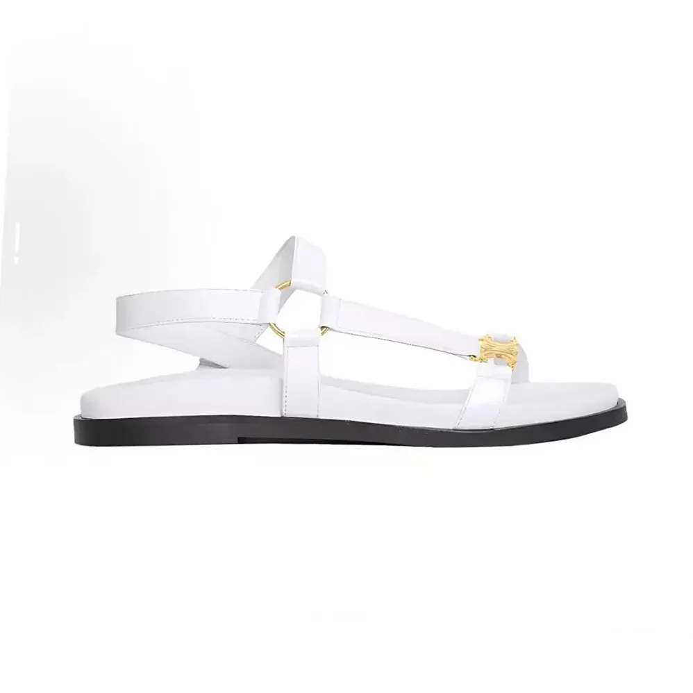 Celine Maud Sandal with Triomphe in Calfskin for Women in White Celine Maud Sandal with Triomphe in Calfskin for Women in White