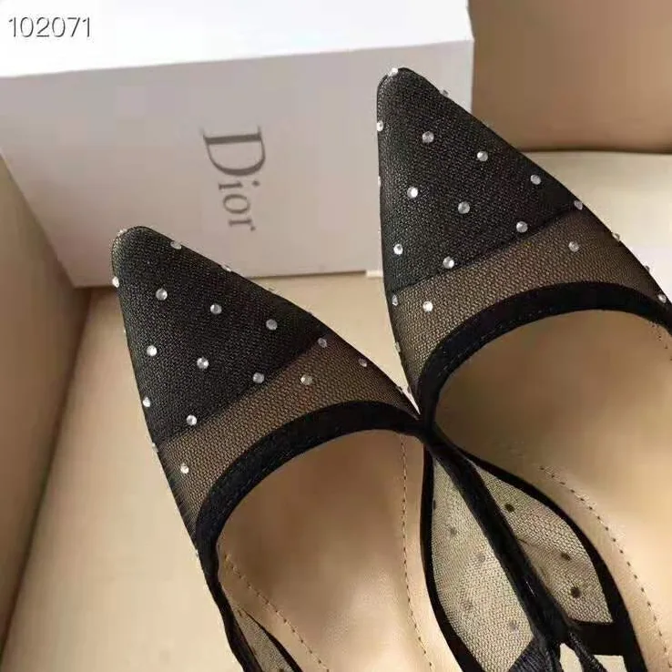 Dior J'adior Slingback Gold-Tone Dotted Swiss 10 cm Heel for Women in Black Dior J'adior Slingback Gold-Tone Dotted Swiss 10 cm Heel for Women in Black