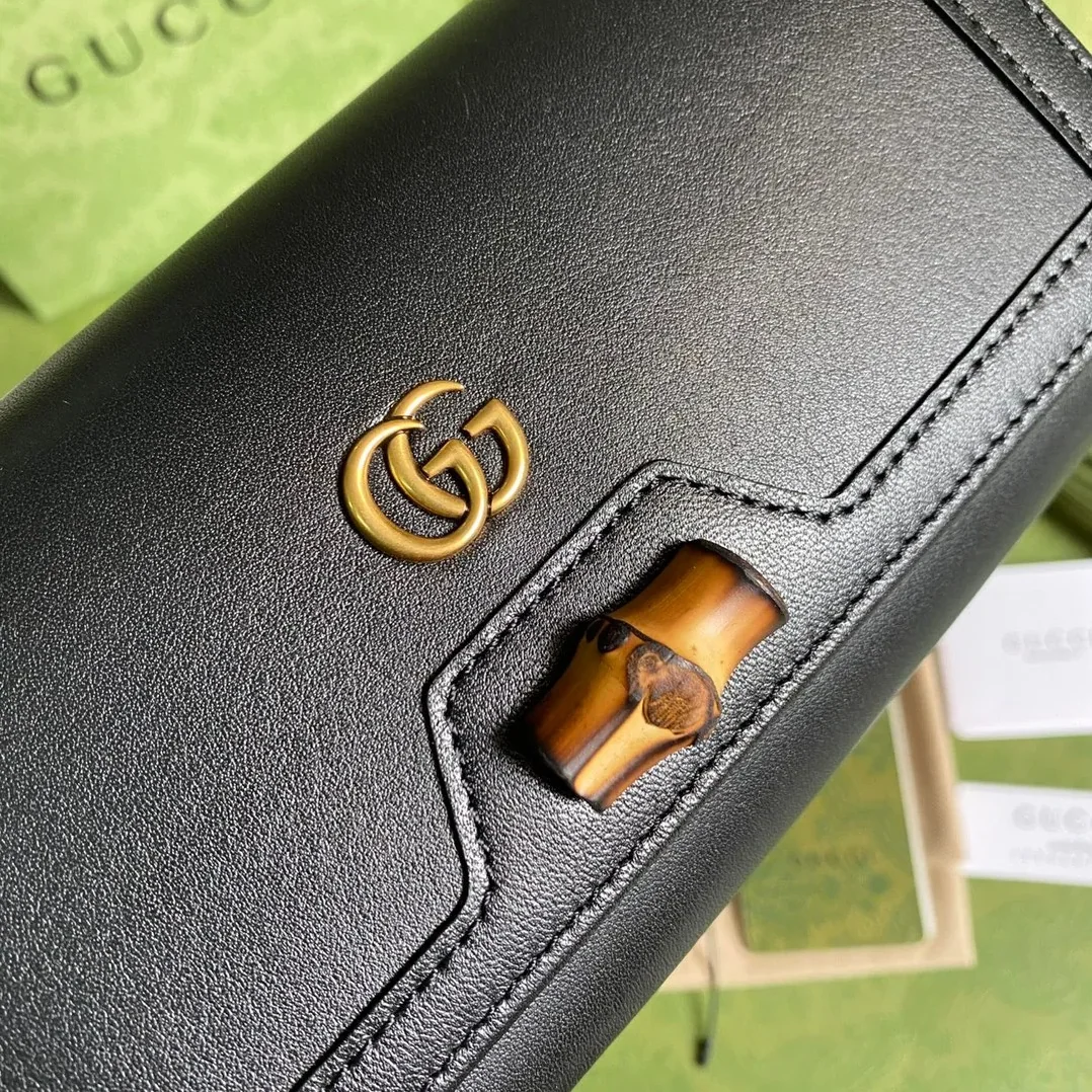 Gucci Diana Chain Wallet With Bamboo Black , / GG