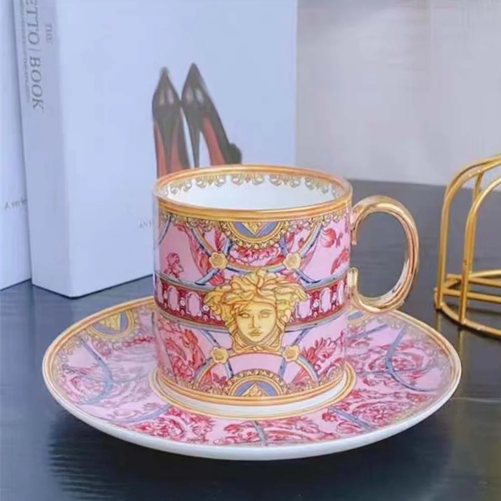 Versace Scala Del Palazzo Coffee Set Includes A Coffee Cup with Handle and A Matching Saucer for Unisex Versace Scala Del Palazzo Coffee Set Includes A Coffee Cup with Handle and A Matching Saucer for Unisex