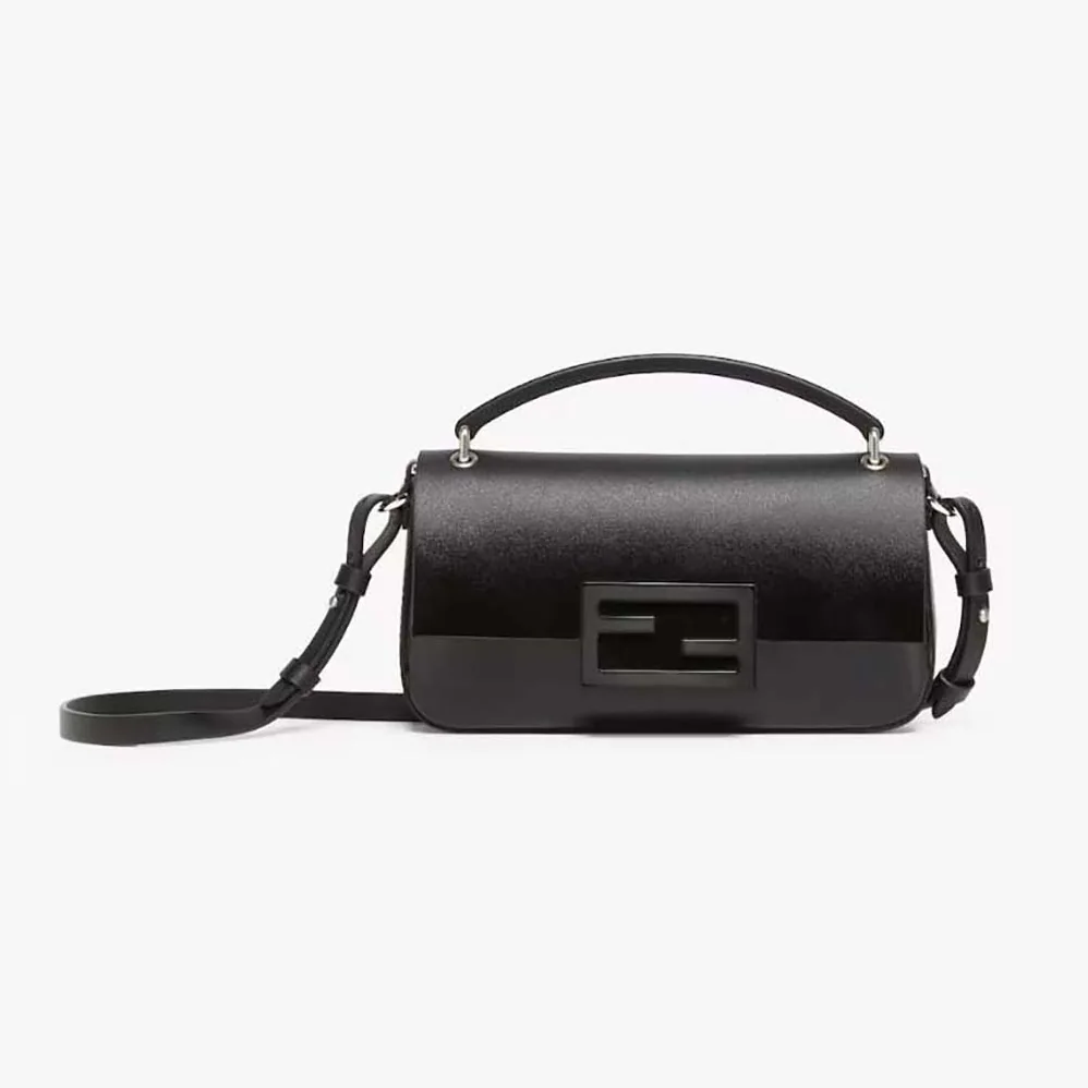 Fendi Baguette Phone Pouch Black Patent Leather Pouch for Women