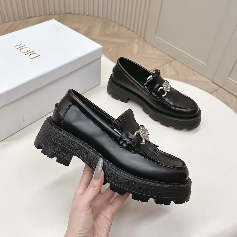 Dior Emblem Loafer Black Brushed Calfskin for Women Dior Emblem Loafer Black Brushed Calfskin for Women