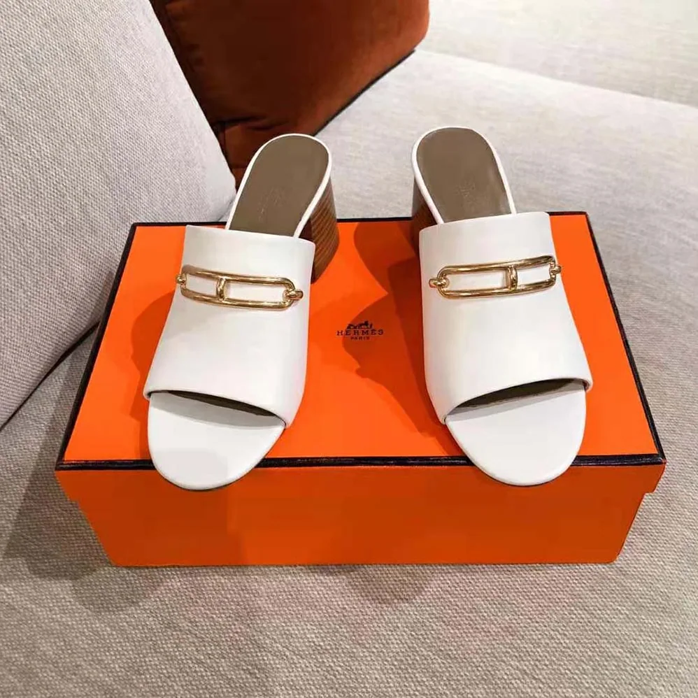 Hermes Camilla Mule High Heel Mule in Calfskin for Women in White