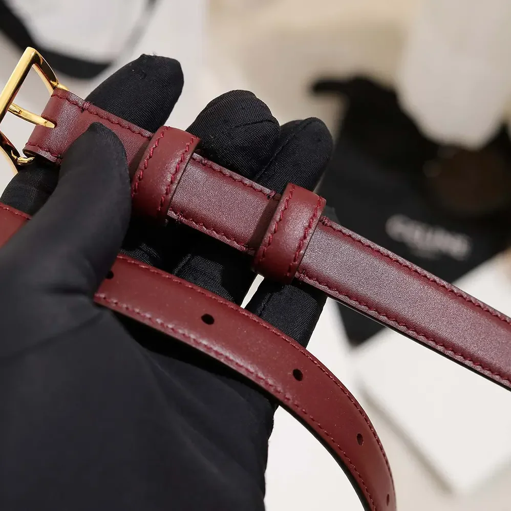 Celine Bc-25 18mm Belt In Taurillon Leather for Women in Maroon Celine Bc-25 18mm Belt In Taurillon Leather for Women in Maroon