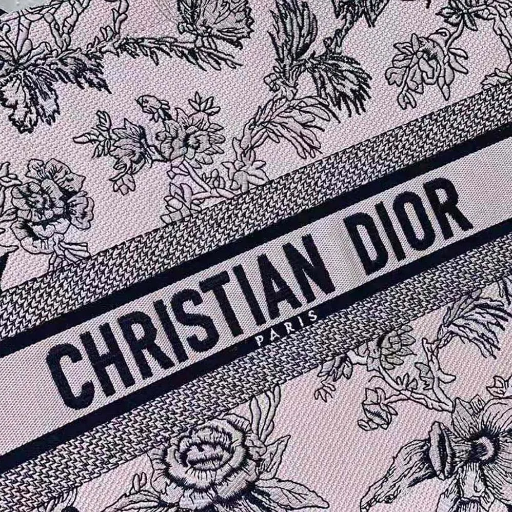 Dior Large Dior Book Tote Powder Pink Dior Jardin Botanique Embroidery for Women