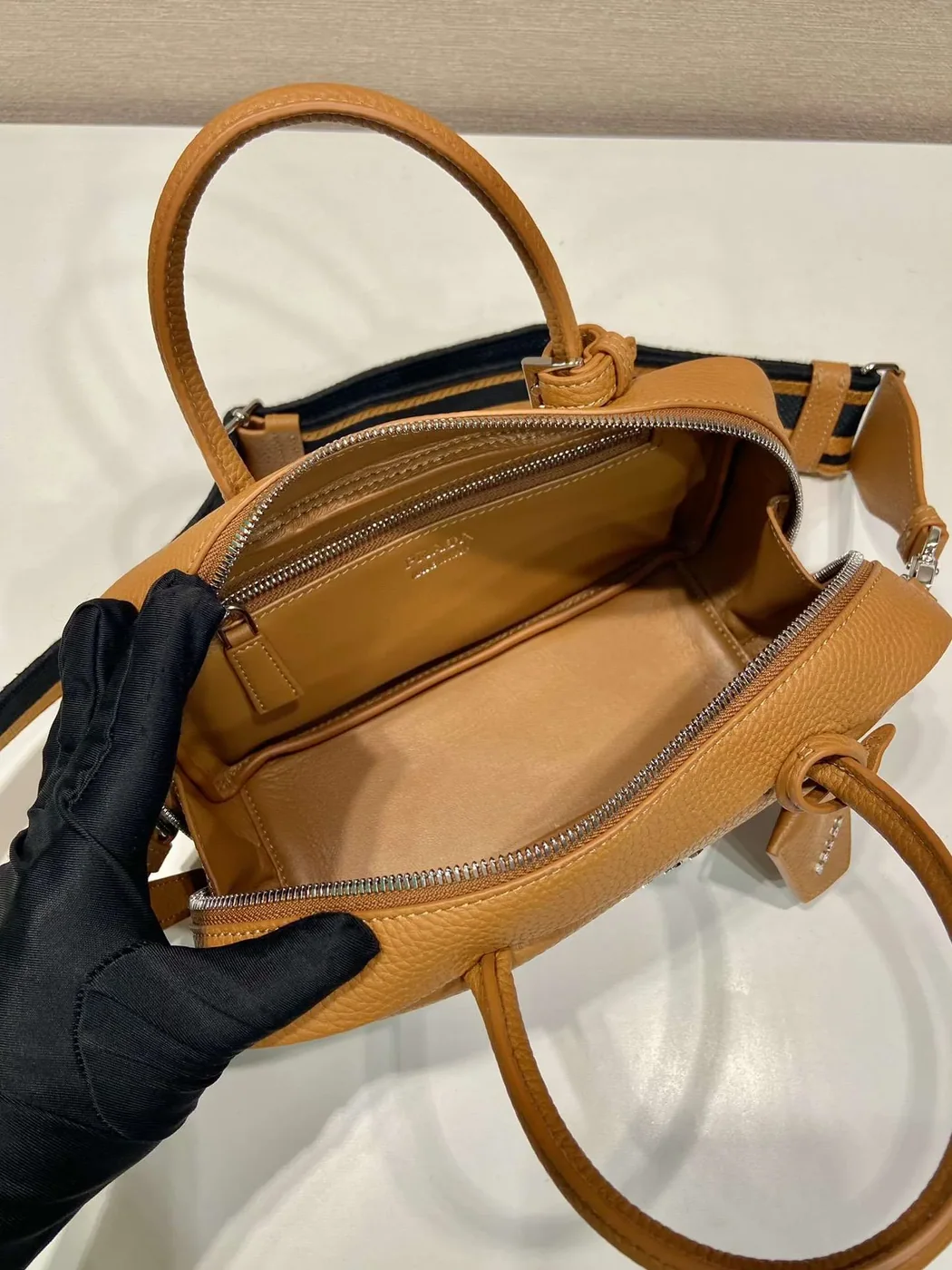 Prada Top-Handle Bag Brown/White/Green Khaki / 1BB102_2DKV_F02Z8_V_3OO Prada Top-Handle Bag Brown/White/Green Khaki / 1BB102_2DKV_F02Z8_V_3OO