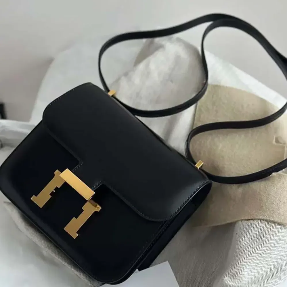 Hermes Constance 24 Bag Box Leather for Women in Black/Gold