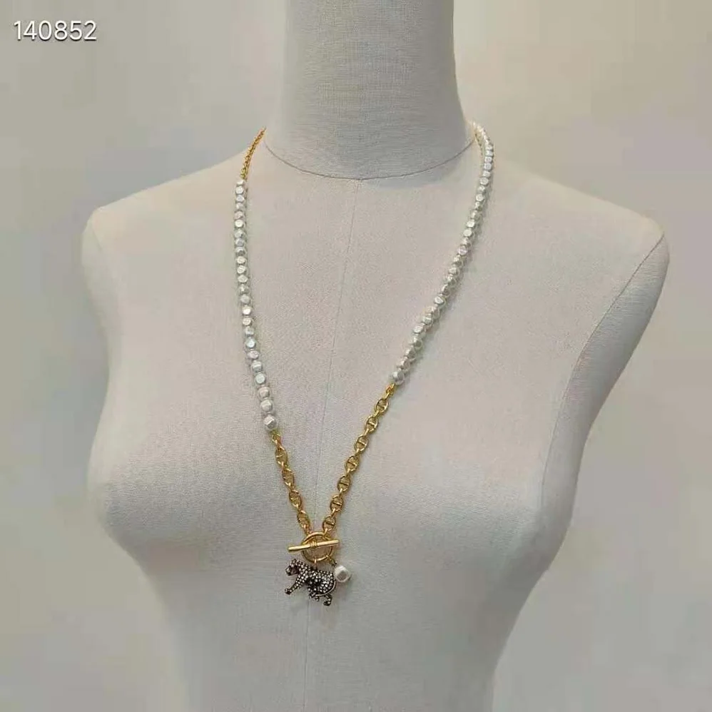 Dior Toile De Jouy Necklace Antique Gold-Finish Metal, Freshwater Pearl for Women Dior Toile De Jouy Necklace Antique Gold-Finish Metal, Freshwater Pearl for Women